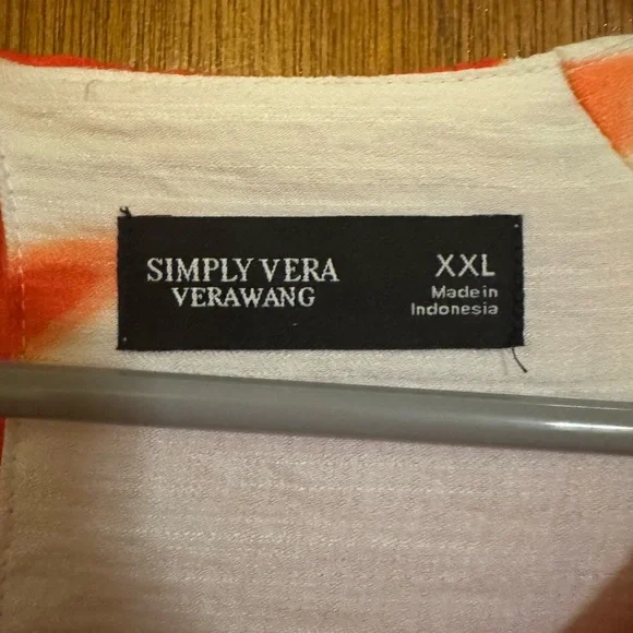 Simply Vera Vera Wang Orange and White Floral Maxi Dress with pockets - Picture 6 of 6